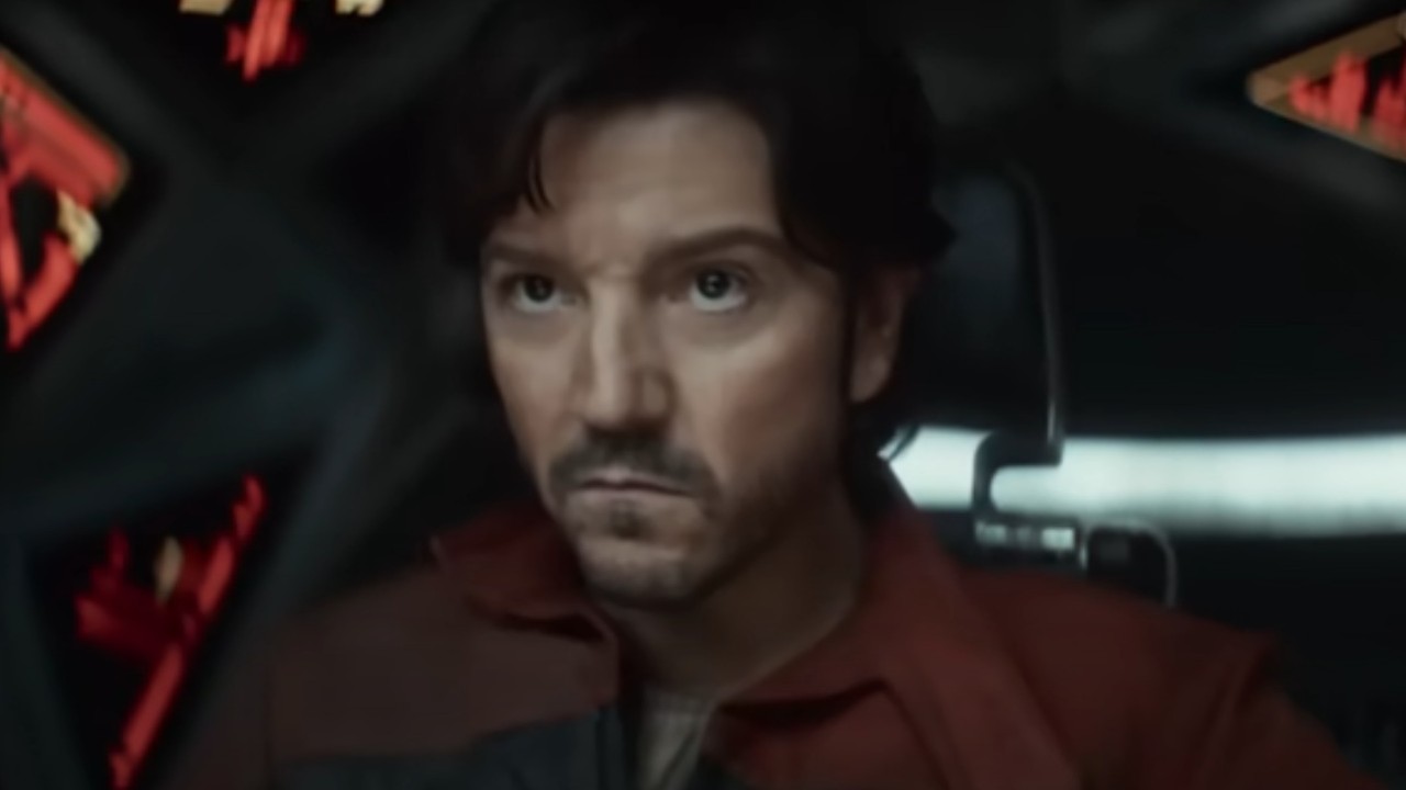 Diego Luna staring upward with a scowl in season 2 of Andor